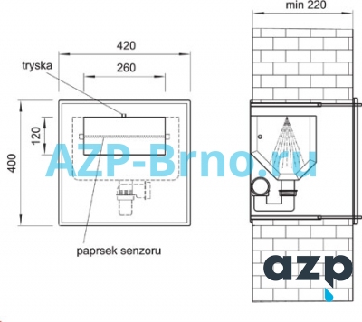 Раковина из нержавеющей стали BSAU 01 AZP Brno Чехия (фото, схема)