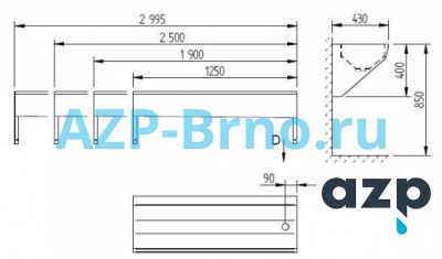 Мойка желоб подвесная AUL 05 AZP Brno Чехия (фото, схема)
